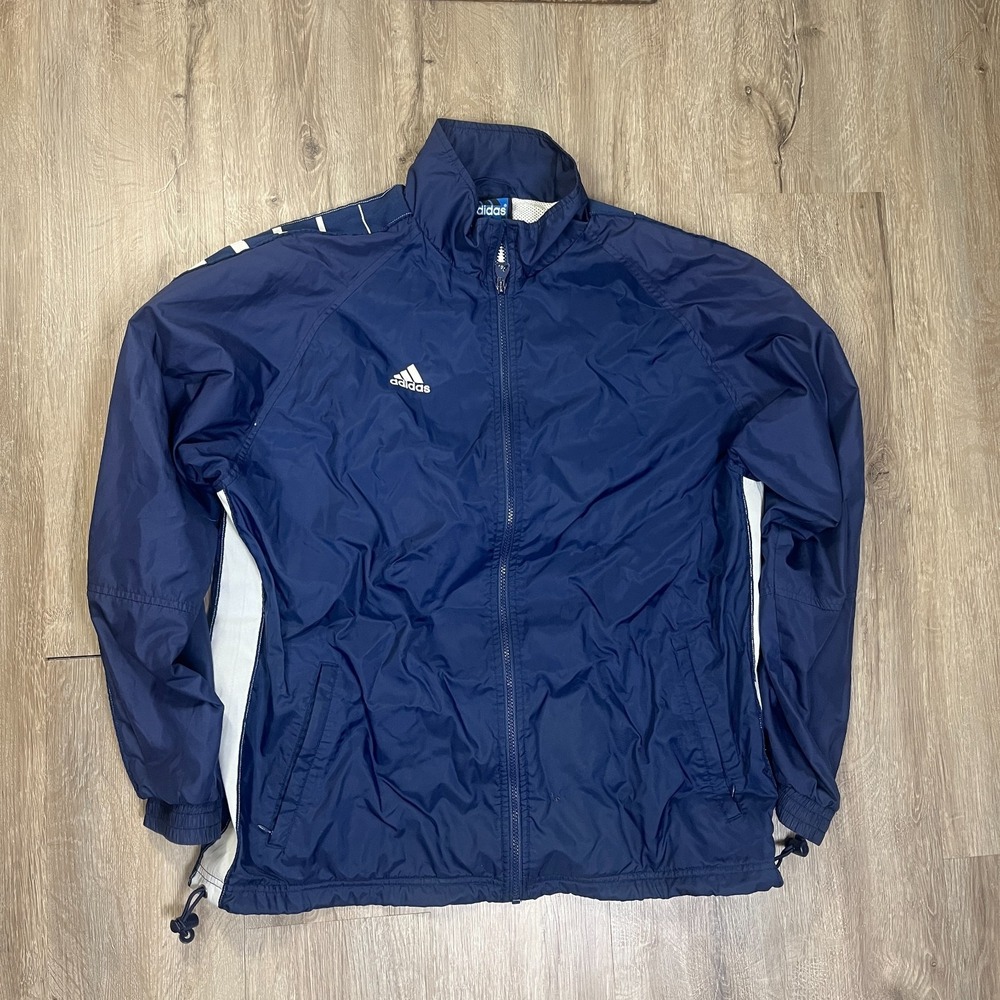 VTG Adidas Track Jacket Windbreaker Full Zip Blue Men's Medium Y2K Vintage
